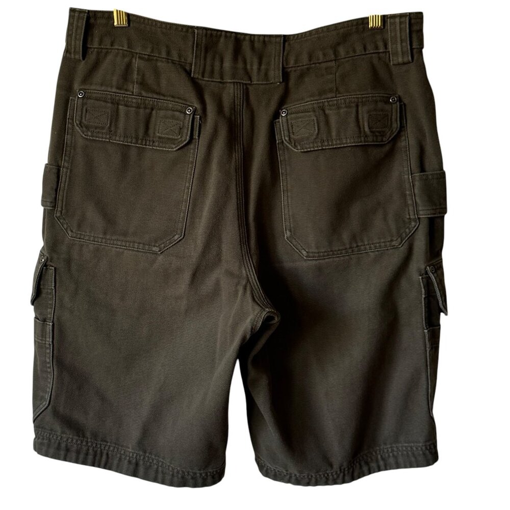Duluth Trading Co Sz 36 Cargo Carpenter Shorts Utility Heavyweight Pockets Green - Picture 2 of 15